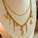 Garden Dew Halskette Panzerkette Ankerkette Layering Charms Unikat Gold Kleine Anhänger Meadory