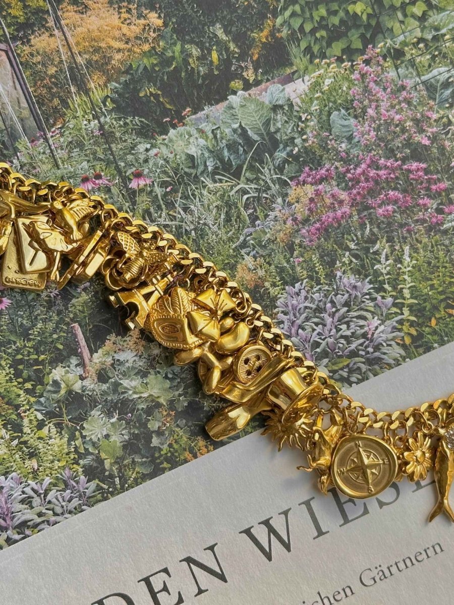 Golden Gem Charm Armband - Meadory