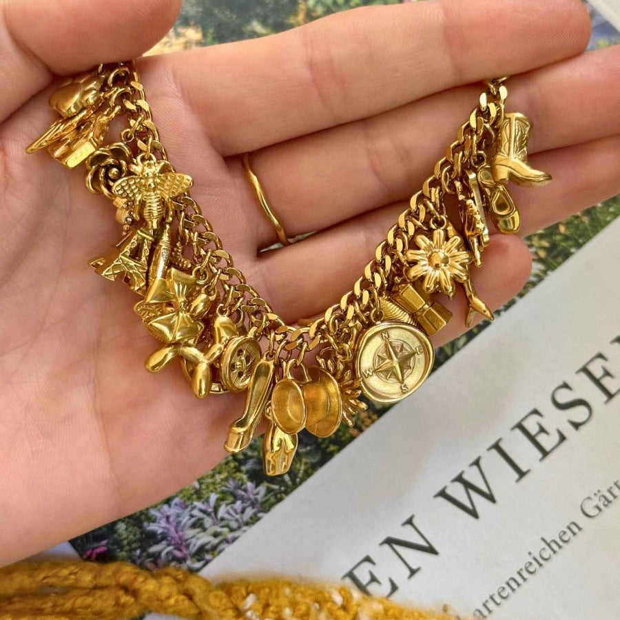 Golden Gem Charm Armband - Meadory