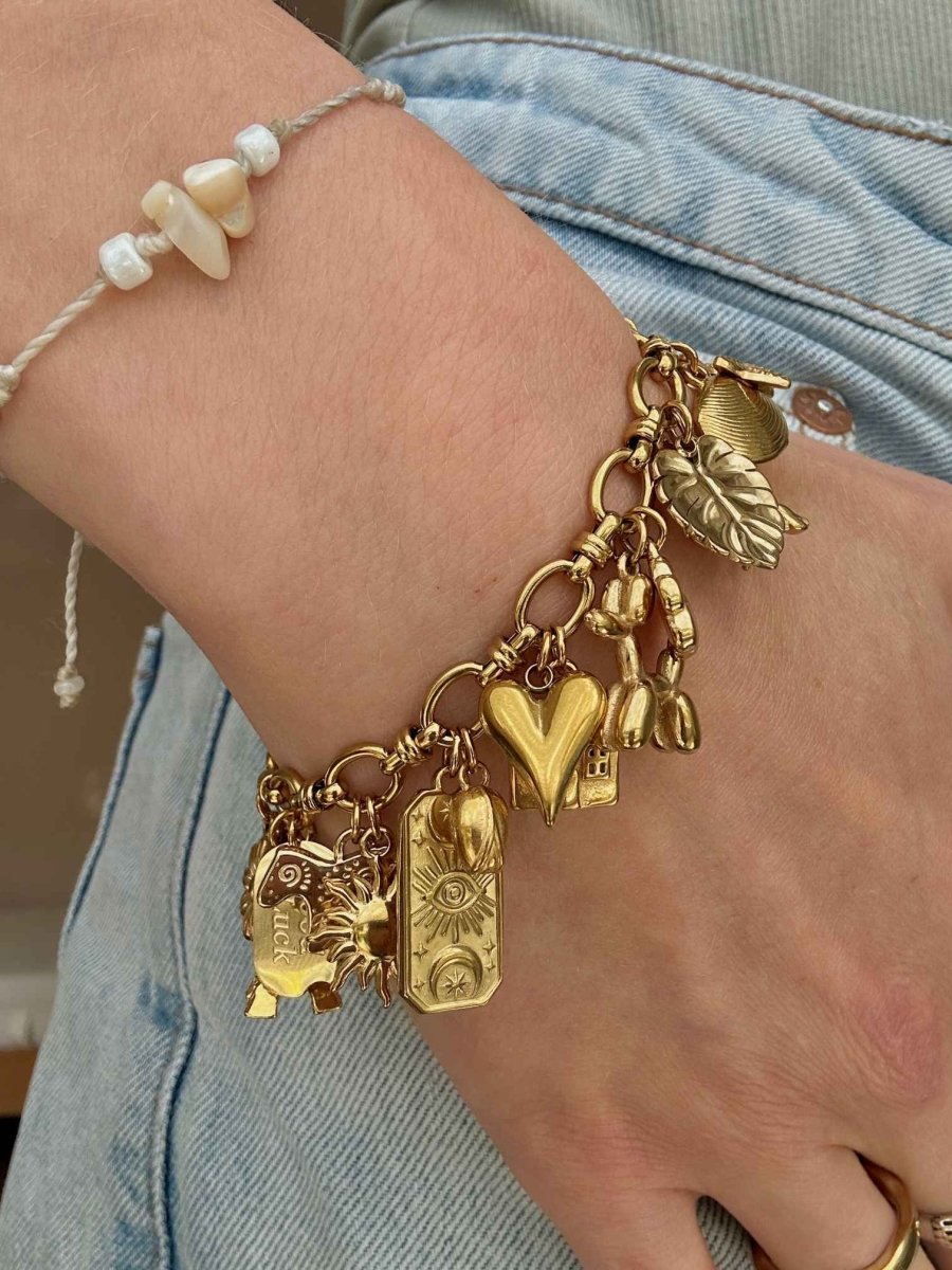 Golden Glamour Charm Armband - Meadory