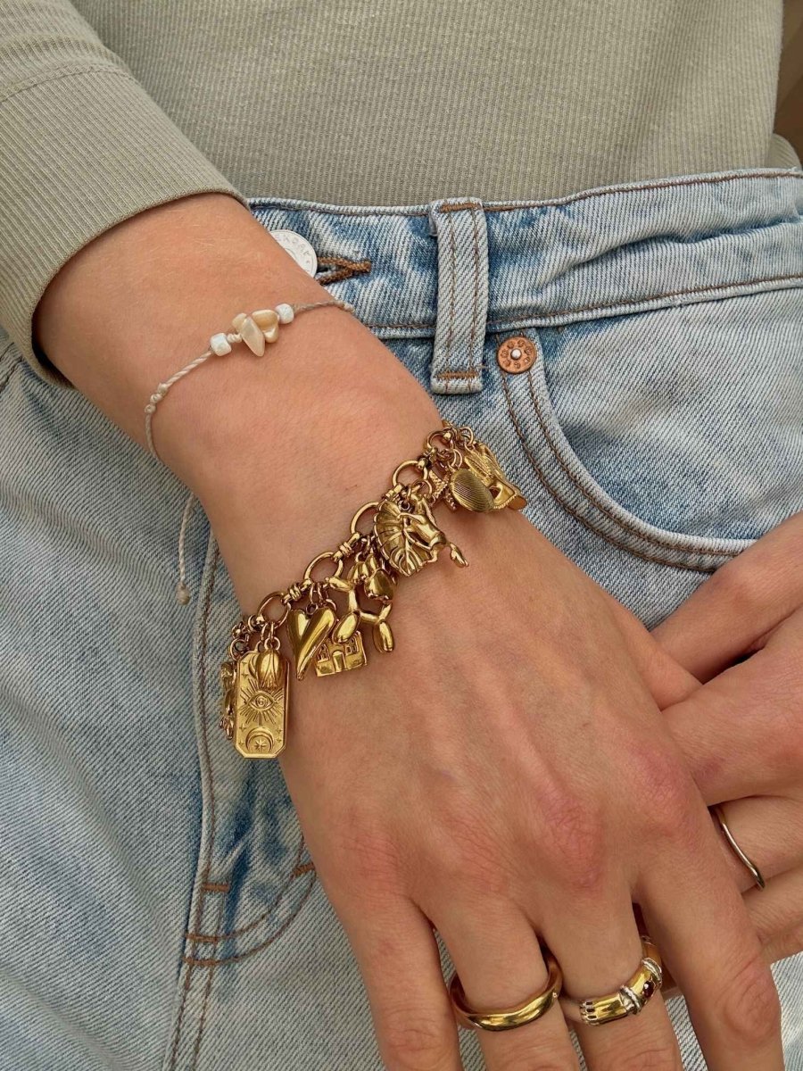 Golden Glamour Charm Armband - Meadory
