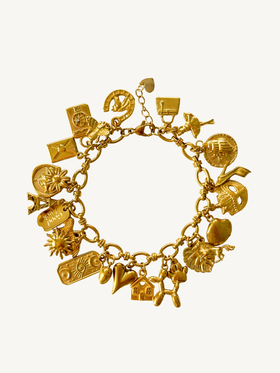 Golden Glamour Charm Armband - Meadory