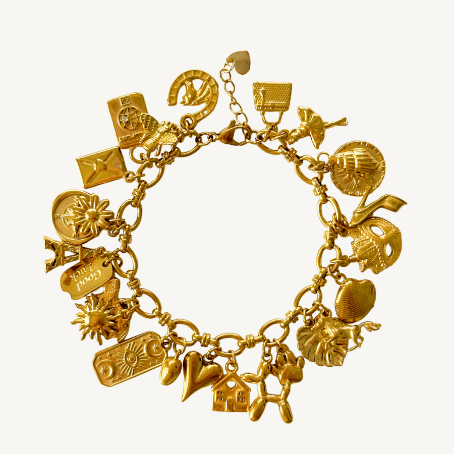 Golden Glamour Charm Armband - Meadory