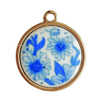 Vintage Blumen Blau Rund - Meadory