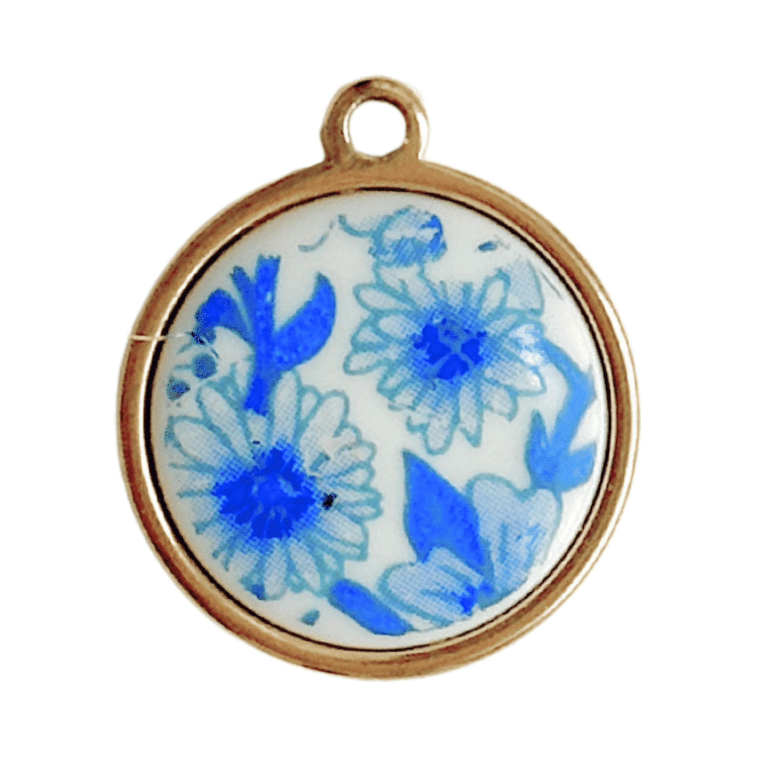 Vintage Blumen Blau Rund - Meadory