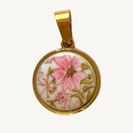 Vintage Rosa Blumen Charm (Rund) - Meadory